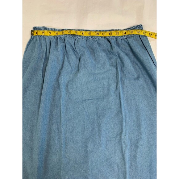 Quacker Factory Skirt Duo Womans 1X Blue Denim Blouse and Skirt with Snowman - Picture 12 of 13